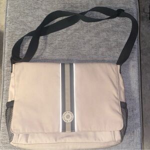 Ruff Hewn Tan Striped Messenger Bag with Black Strap & Map Lining Computer Tote